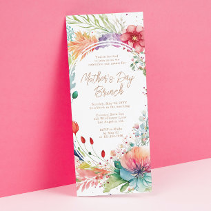 Invitation Fête des Mères Brunch Aquarelle Fleur sauvage Flor