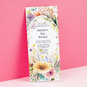 Invitation Fête des Mères Brunch Aquarelle Fleur sauvage Flor