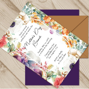 Invitation Fête des Mères Brunch Aquarelle Fleur sauvage Flor