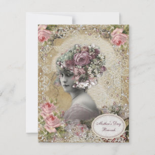 Invitation Fête des Mères Brunch Dame avec Bijoux & Fleurs