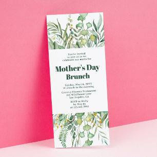 Invitation Fête des mères Brunch Elégante aquarelle botanique