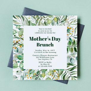 Invitation Fête des mères Brunch Elégante aquarelle botanique