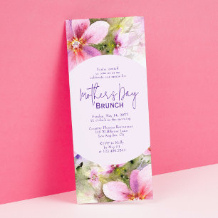 Invitation Fête des Mères Brunch Elégante aquarelle Fleurs