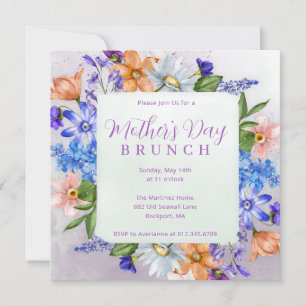 Invitation Fête des mères Brunch Fleur sauvage d'aquarelle