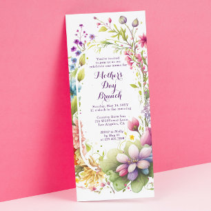 Invitation Fête des mères Brunch Fleur sauvage d'aquarelle Fl