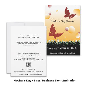 Invitation Fête des mères Brunch Red Butterflies Business Eve