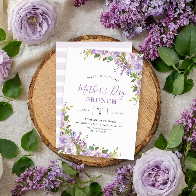 Invitation Fête des mères de Lilac Floral Brunch Party (Créateur téléchargé)