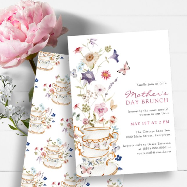 Invitation Fête des mères de thé (Tea Mother's Day Invitation by Painted Paperie)