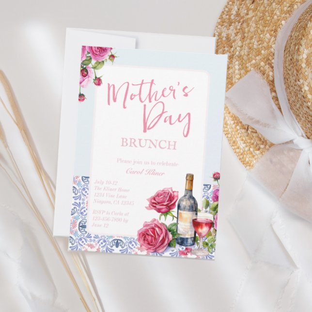 Invitation Fête des mères de vin Brunch (Créateur téléchargé)