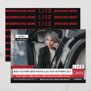 Invitation Fête des mères drôle Breaking TV News Spectaculair