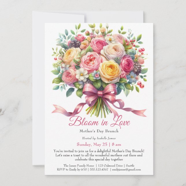 Invitation Fête des mères - Fête des mères - Fleur amoureuse (Devant)