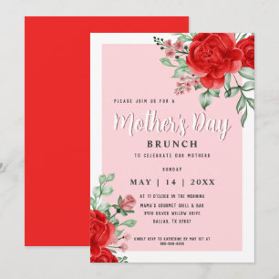 Invitation Fête des Mères Florales Moderne Élégante Fête des 