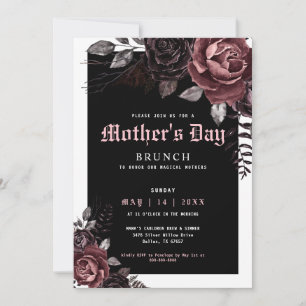 Invitation Fête des Mères gothique Brunch Party Fleurs Bourgo