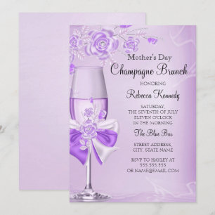 Invitation Fête des Mères Joli Lilac Rose Champagne Brunch