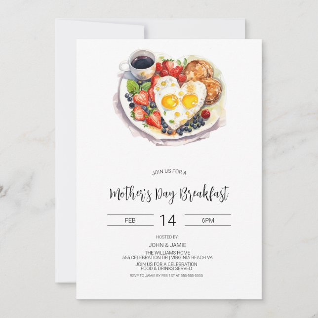 Invitation Fête des Mères Petit déjeuner Invitation, Brunch I (Devant)