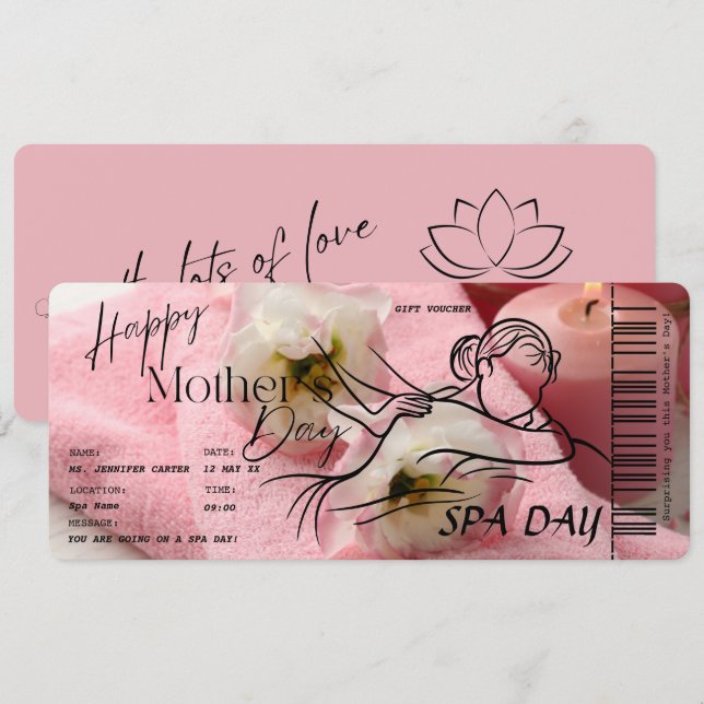 Invitation Fête des mères - Spa de la fête des mères - pièce  (Devant / Derrière)