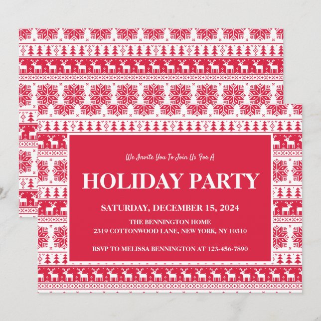Invitation Fête des Motifs modernes nordiques et blancs (Devant / Derrière)