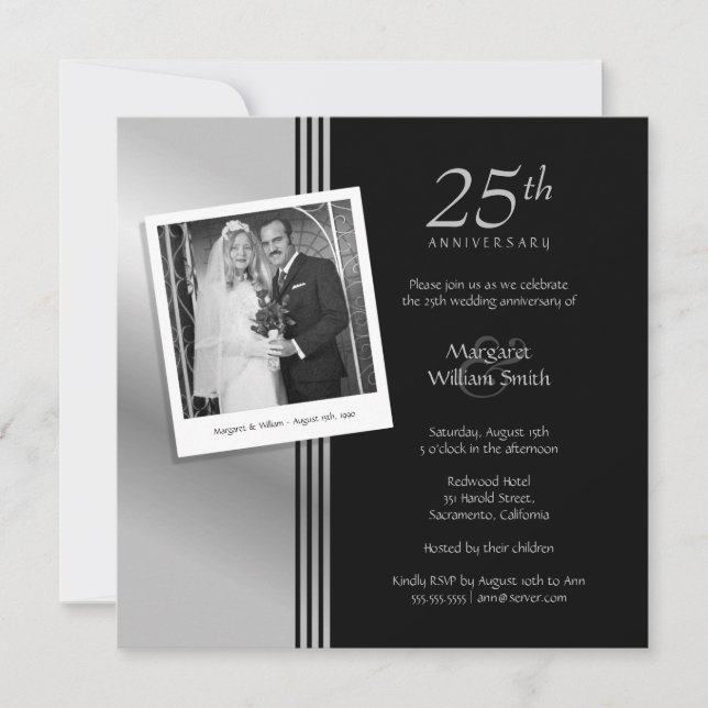 Invitation Fête des Noces d'argent pour 25 ans de mariage Pho (Devant)