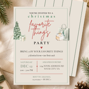 Invitation Fête des Objets Préférés de Noël Aquarelle