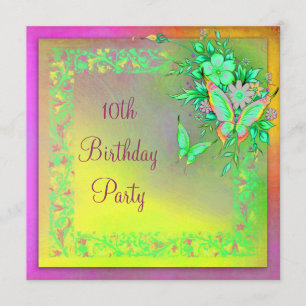 Invitation Fête des papillons Arc-en-ciel 10e anniversaire