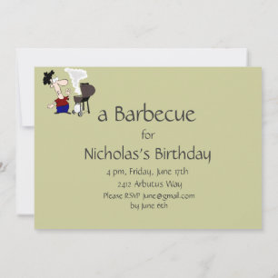 Invitation Fête des pères Barbecue Anniversaire Cartoon Humou