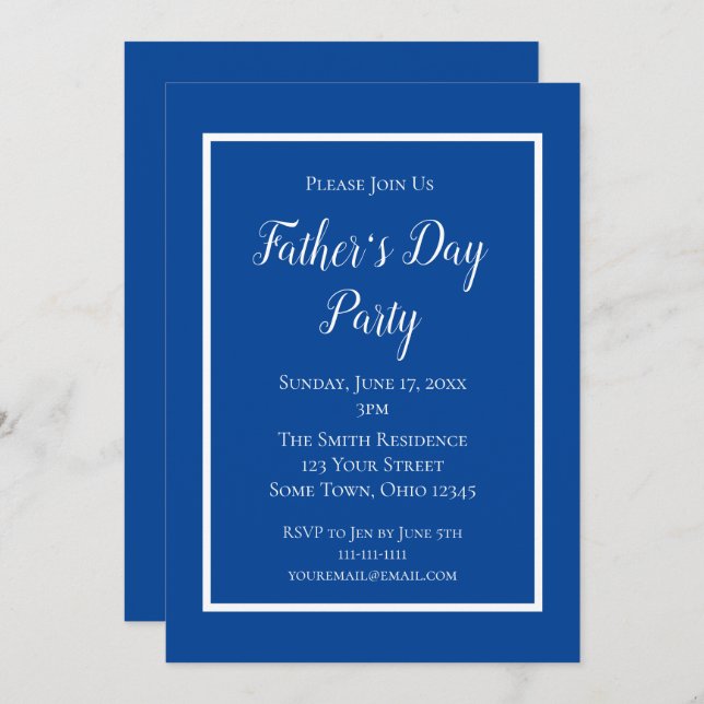 Invitation Fête des pères bleue (Devant / Derrière)