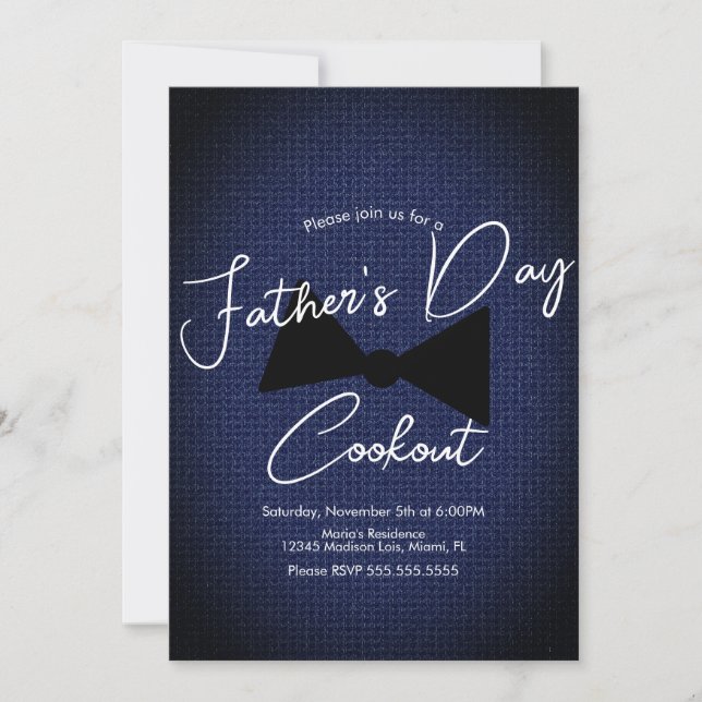 Invitation Fête des pères Cuisine Masculine Bow Denim (Devant)