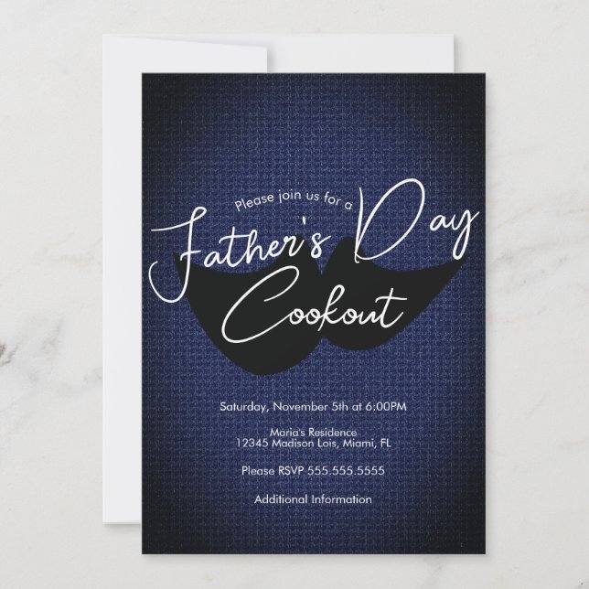 Invitation Fête des pères Cuisine Masculine Denim (Devant)