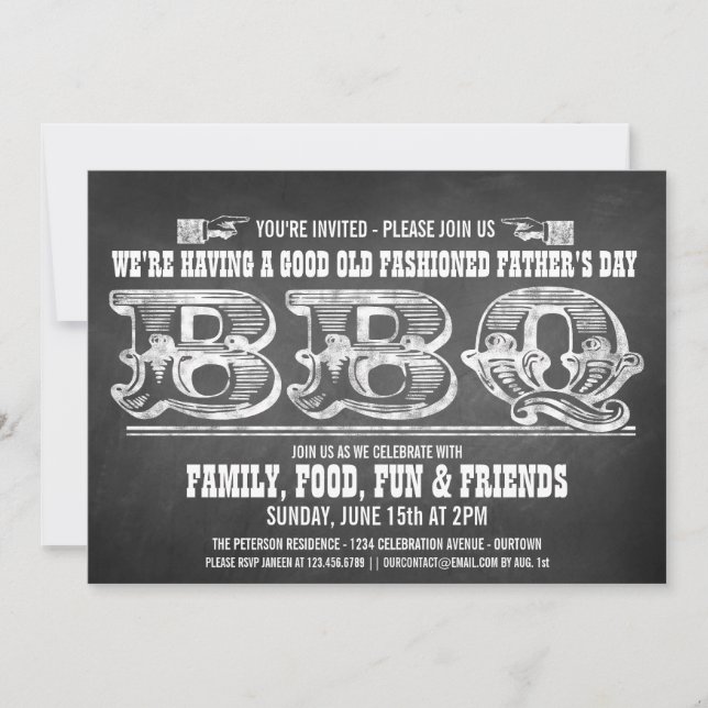 Invitation Fête des pères de tableau de bord Barbeque Invitat (Devant)