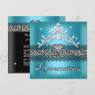Invitation Fête des Quince ans Anniversaire Zèbre Bleu sarcel