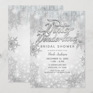 Invitation Fête des Snowflakes blancs de Winter Wonderland
