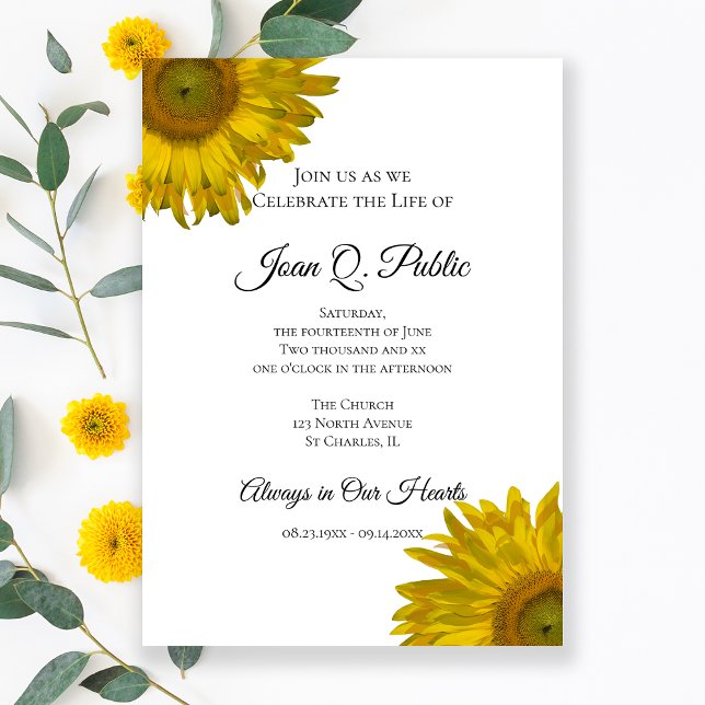 Invitation Fête des tournesols jaunes de la vie (Créateur téléchargé)
