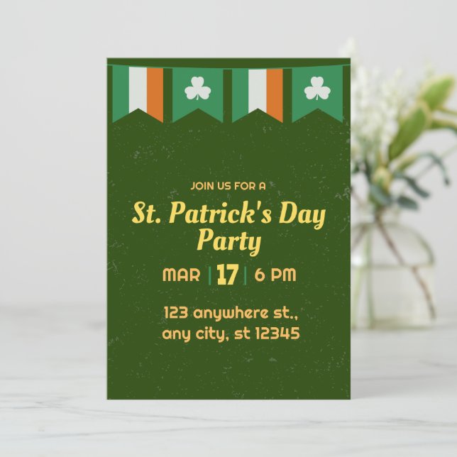Invitation Fête des Trèfles Verts Irlande St Patricks Day  (Debout devant)