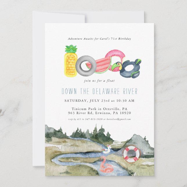Invitation Fête des tubes flottants | Flottes aquarelles (Devant)