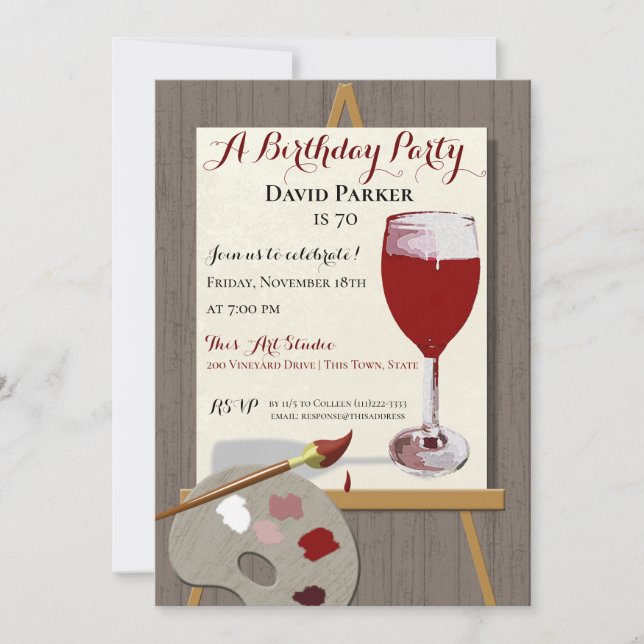 Invitation Fête des vins rouges et de l'art de la peinture (Devant)