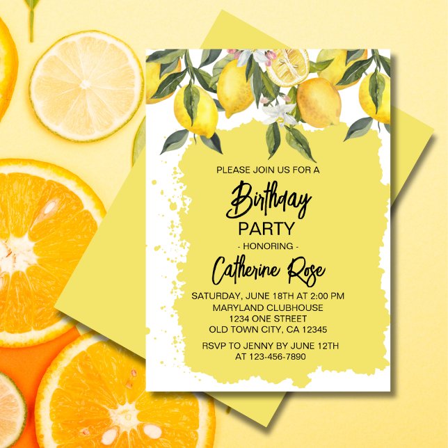 Invitation Fête d'été au citron botanique (Créateur téléchargé)