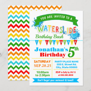 Invitation Fête d'été avec toboggans