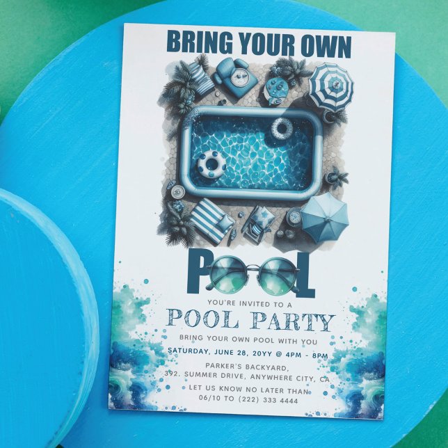 Invitation Fête d'été avec votre propre piscine  (Créateur téléchargé)