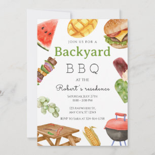 Invitation Fête d'été BBQ dans le jardin