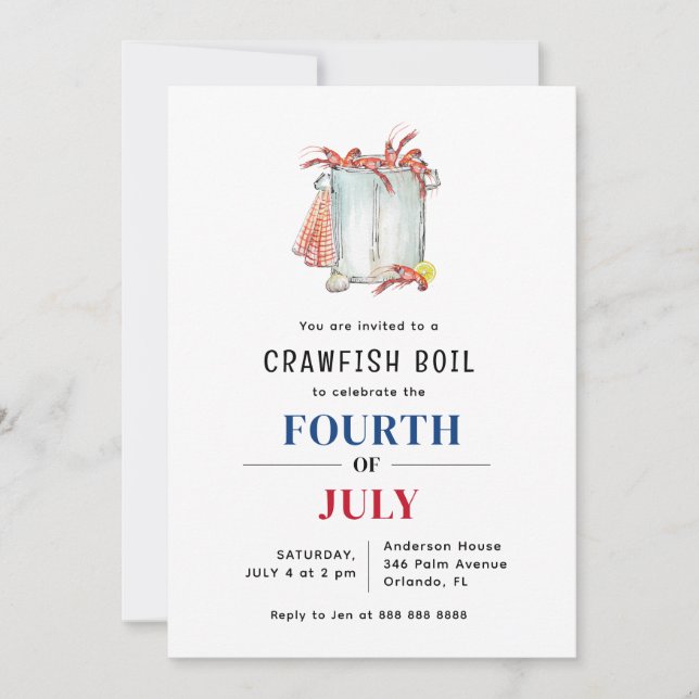 Invitation Fête d'été bouillabaisse d'écrevisses  (Devant)