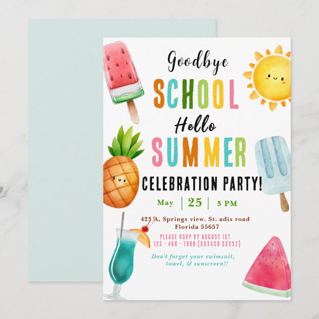 Invitation Fête d'été de fin d'année scolaire