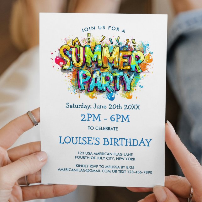 Invitation Fête d'été de style graffiti (Créateur téléchargé)
