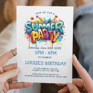 Invitation Fête d'été de style graffiti vibrant