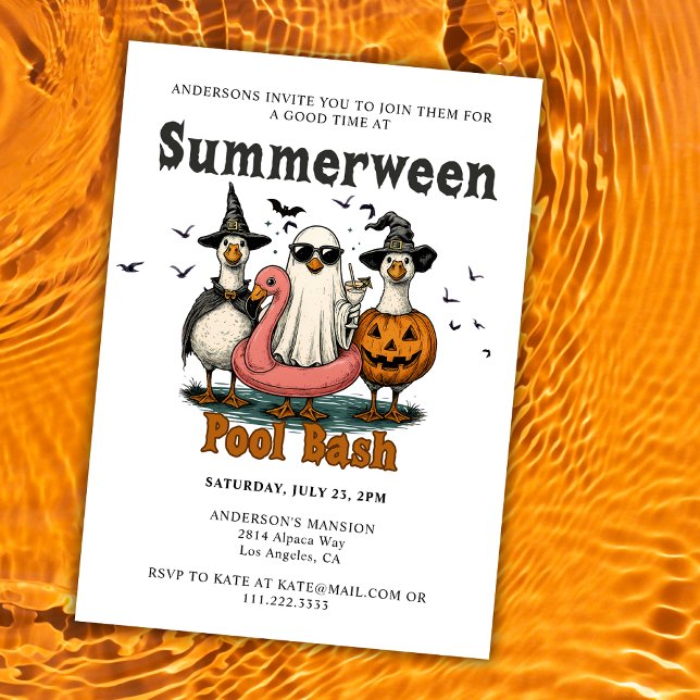 Invitation Fête d'été d'Halloween au bord de la piscine Summe (Créateur téléchargé)