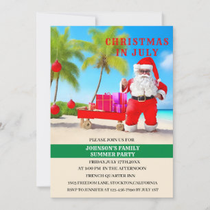 Invitation Fête d'été drôle de Noël en juillet 