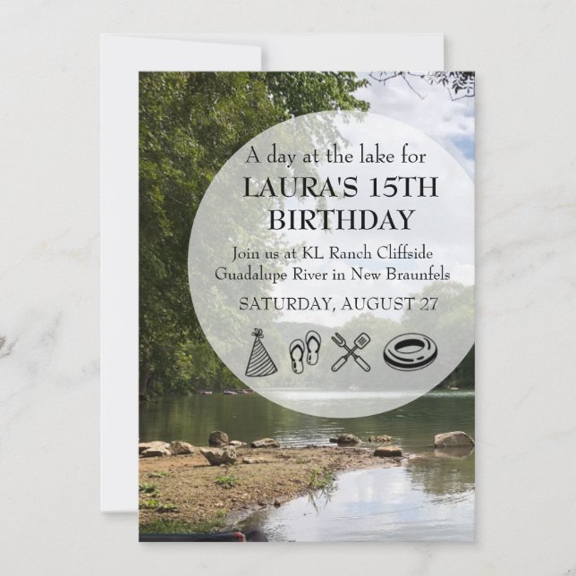 Invitation Fête d'été du lac Réunion d'anniversaire (Devant)