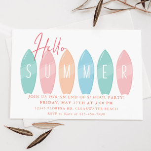 Invitation Fête d'été Fin de l'école Année Fête de fête