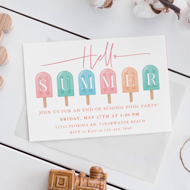 Invitation Fête d'été Fin de l'école Année Fête de fête (Créateur téléchargé)