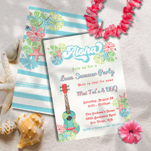 Invitation Fête d'été Fleur tropicale Luau Aloha