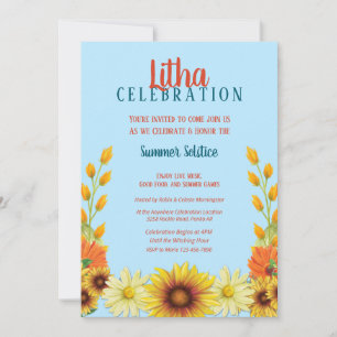 Invitation Fête d'été Litha Solstice Sunflower Daisy